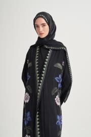 siyah blossra monogram floş şal