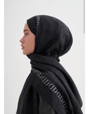 siyah elenora monogram floş şal 2